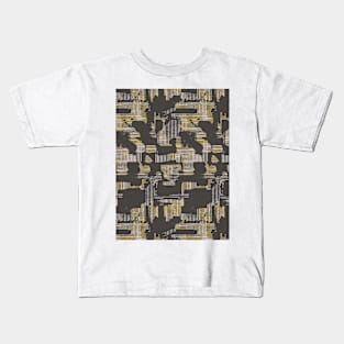 Abstract stripes yellow gray Kids T-Shirt